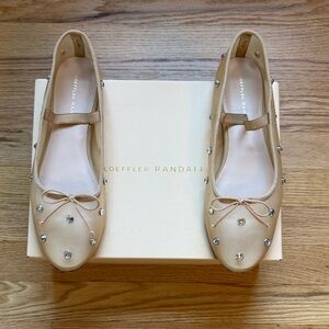 Loeffler Randall Leonie Tan Nude Embellished Stud Women's ballet flat 9.5